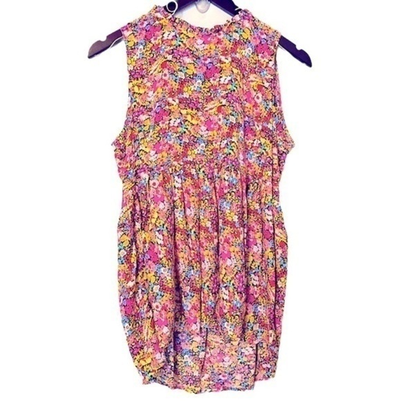 Anne Carson NWT’s Floral Print High Neck Frilly Edge Sleeveless Blouse Top Small - Picture 1 of 8